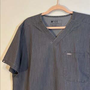 Figs Technical Collection Large Graphite Grey Double Pocket Scrub Top